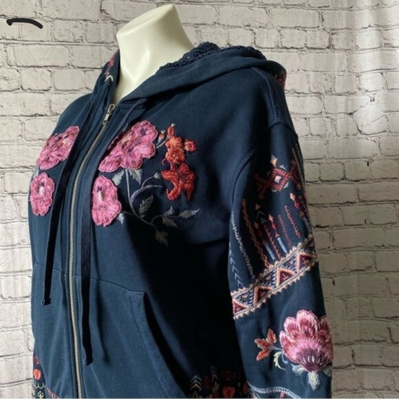 DRIFTWOOD Teddy Embroidered Floral Zip Up Hoodie - Picture 5 of 9